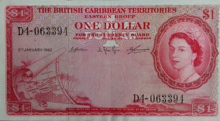 The British Caribbean Territories Eastern Group 1962 1 Dollar Bill